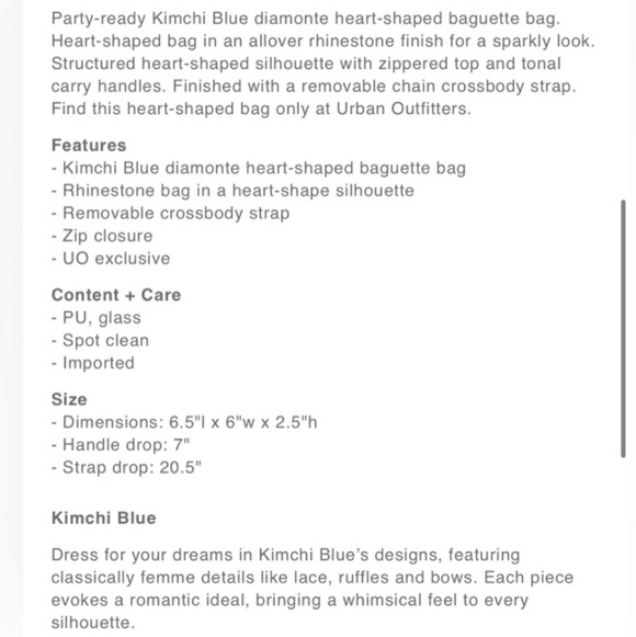 Kimchi Blue NWT Black Rhinestone Heart Mini Baguette Bag |Coquette Girl Y2K Glam - Picture 12 of 12